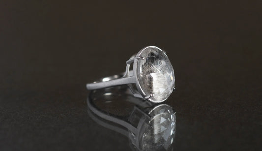 Brookite in quartz ring