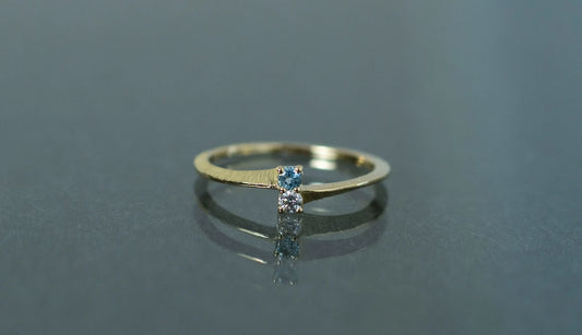 Double stones ring / blue topaz