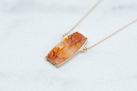 Red dendritic quartz necklace