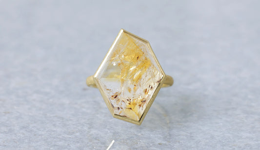 [Canna Oshiro × Ryui] Goethite in bicolor citrine ring