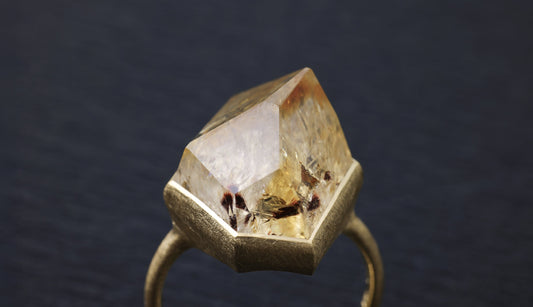 [Canna Oshiro × Ryui] Goethite in bicolor citrine ring