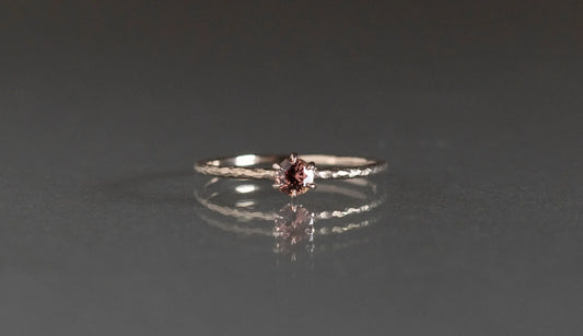 Twig ring + sapphire (red orange)