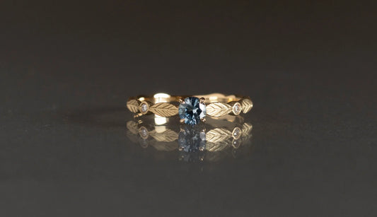 Bloom ring + bicolor blue sapphire