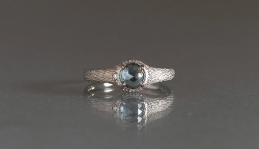Coat ring + rose cut montana bicolor sapphire & diamonds