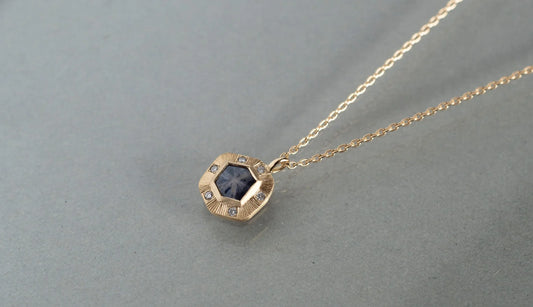 Trapiche sapphire necklace + diamonds