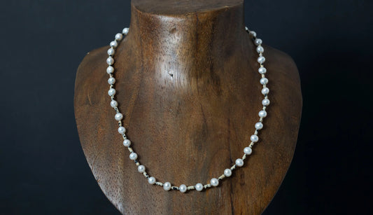 Pearl & dalmetian jasper necklace 約50cm