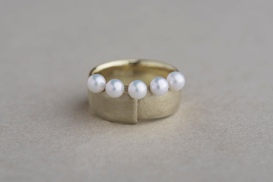 Snug ring ( wide ) + 5pearls / K10・K18