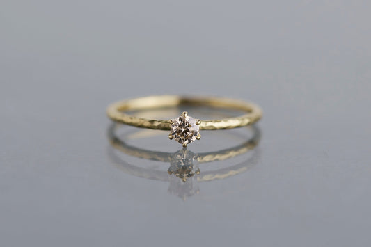 Twig ring ＋ 0.1ct Light brown diamond / K18