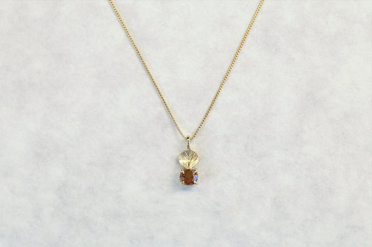 Leaf necklace + diamond（orange）